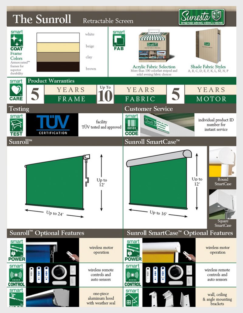 Available Options For The Sunroll Retractable Screen